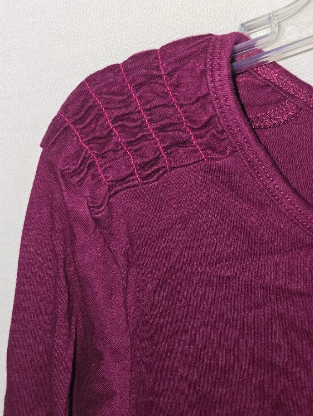 L.L. Bean Girl's Plum Long-Sleeve Tee with Pink & Coral Tree Graphic